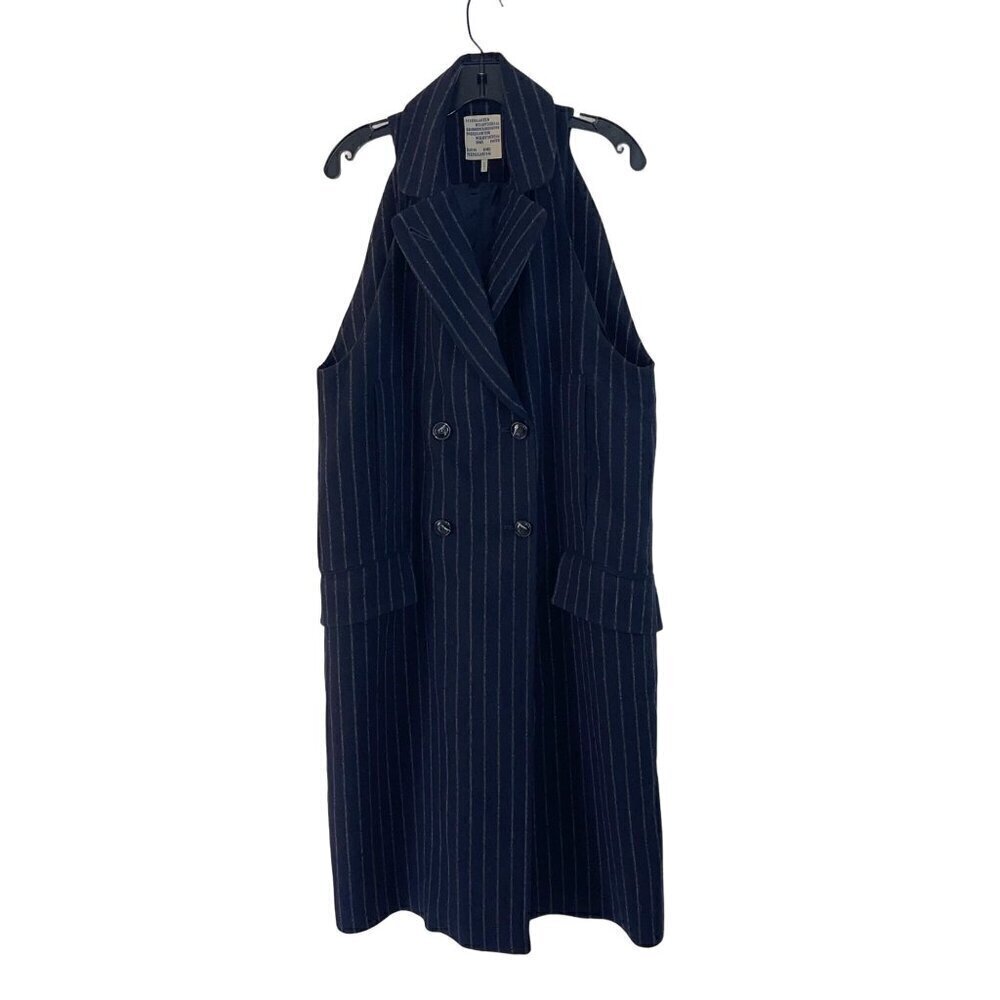 Baum Und Pferdgarten Womens Coat Size Small Blue Pinstripe Pockets Darla Wool